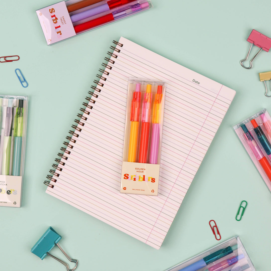 Scribblers Ballpoint Pens: Miss Matcha Scribbler 3 Pack