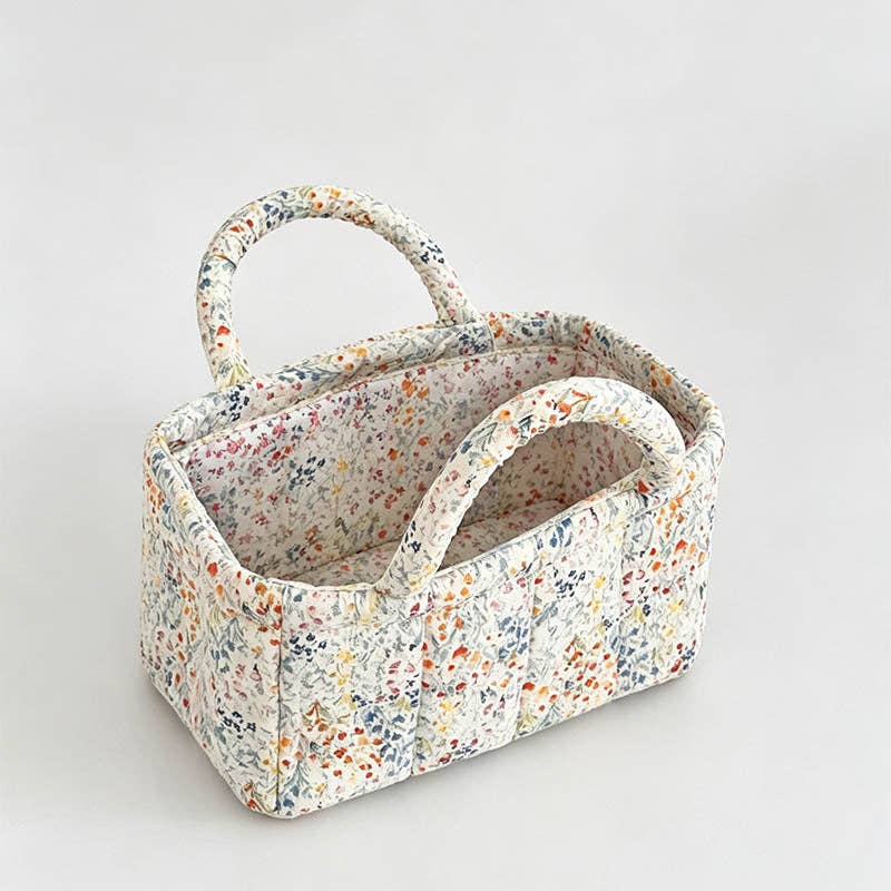 Quilted Floral Storage Organizer Bag: Small Floral / One Size