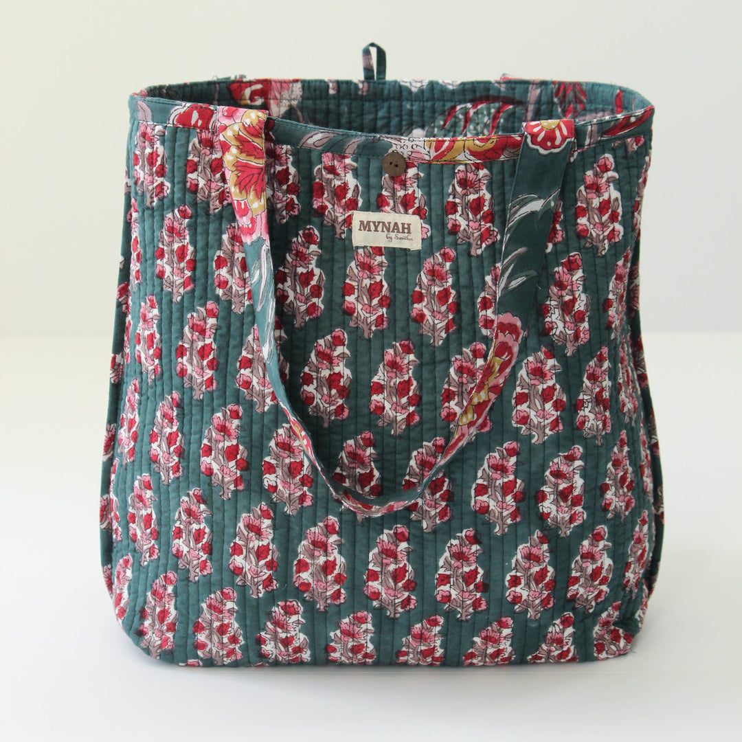 Small Emerald Garden Print Reversible Laptop/Tote Bag