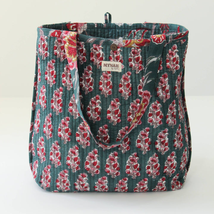 Small Emerald Garden Print Reversible Laptop/Tote Bag