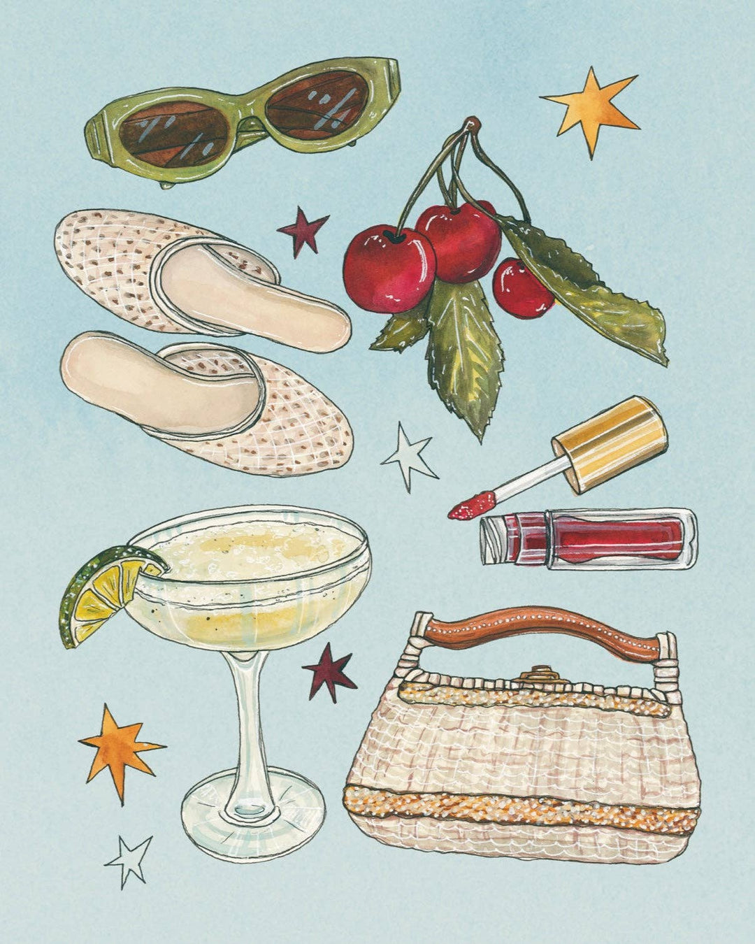 Summer Girly Favorites Art Print: 11x14