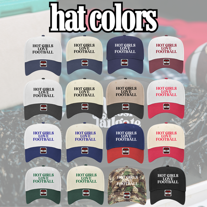 Hot Girls Love Football- Embroidered Hat - Game Day Hat: Red/White- Red Thread