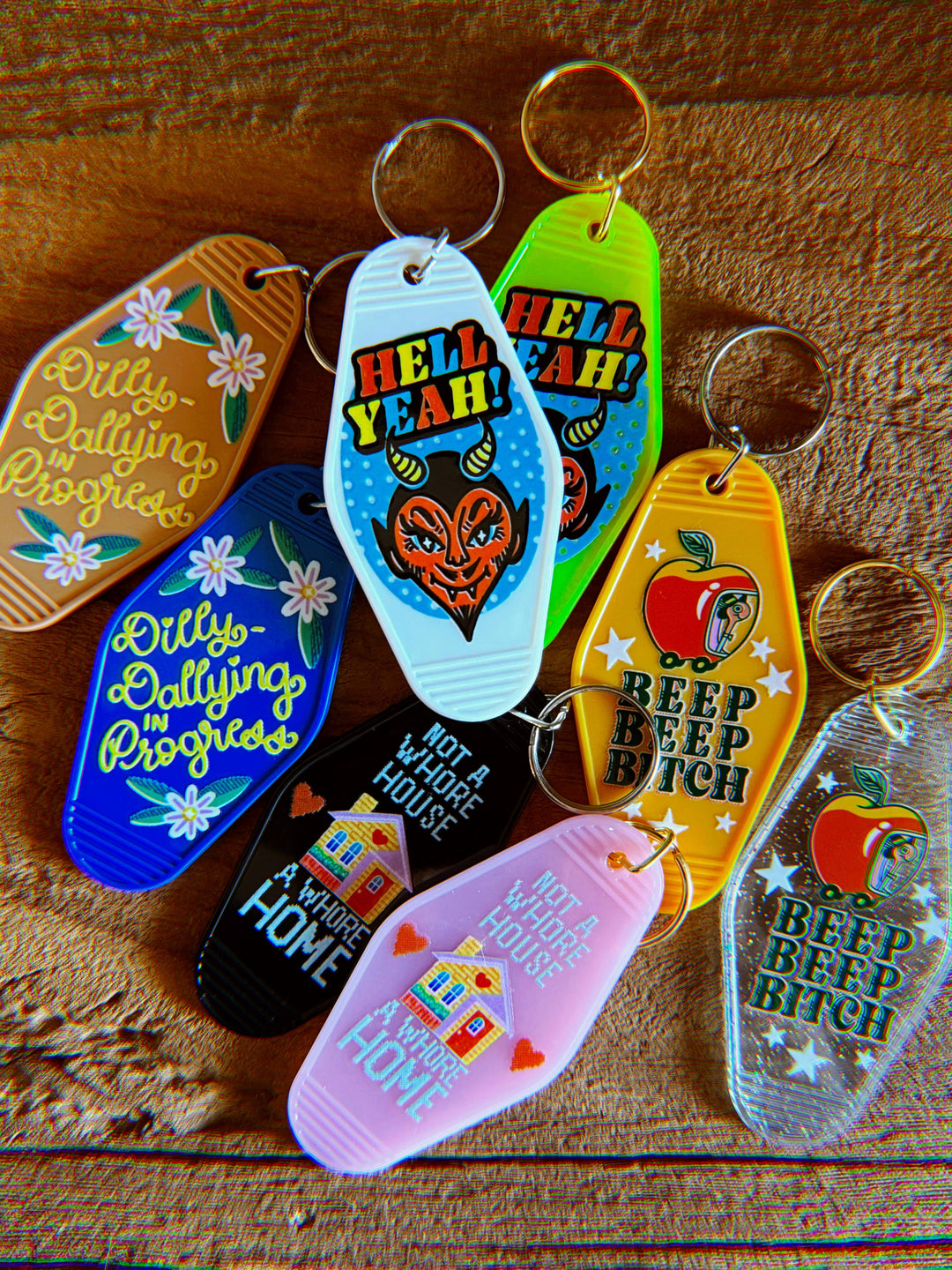 A Whore Home Keychain: Pink and Gold