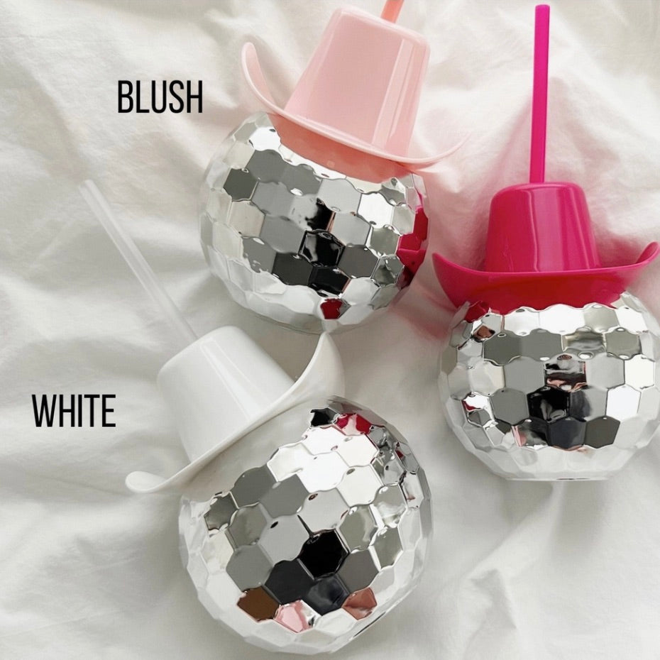 Disco Ball Cups with Cowboy Hat