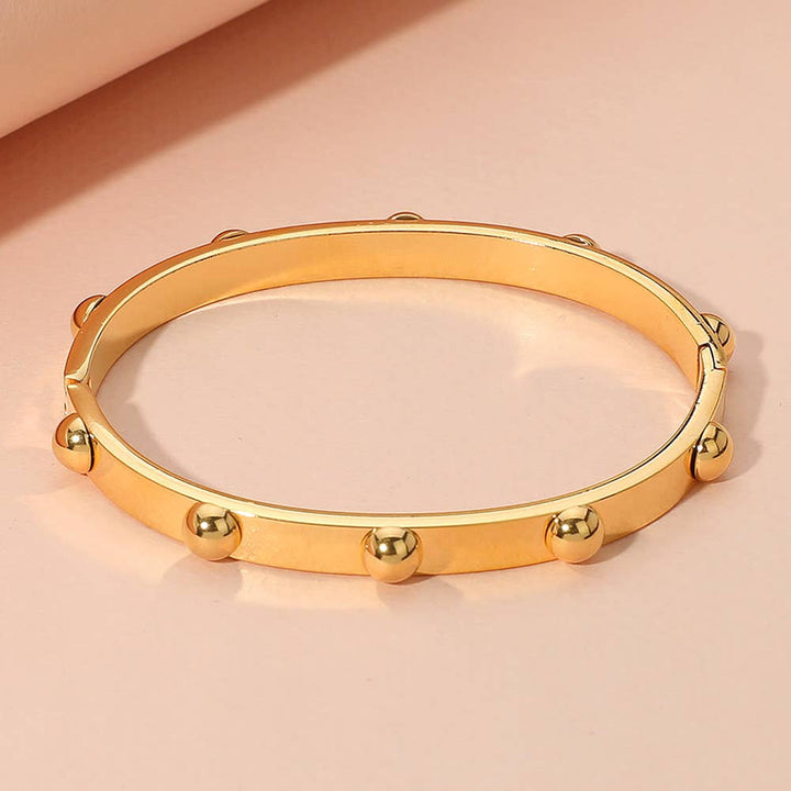 Bubble Hinged Bangle Bracelet: Yellow Gold