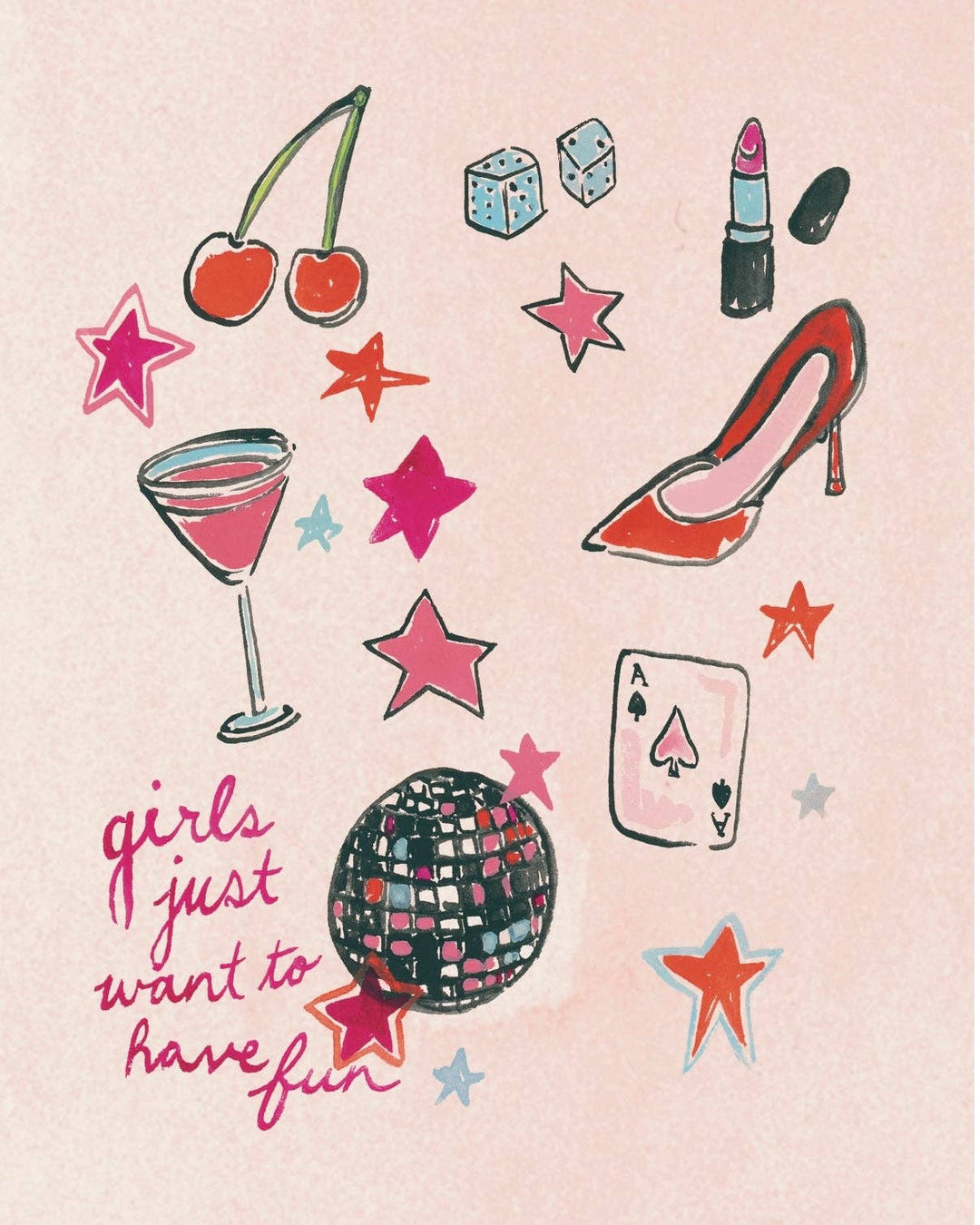 Girls Just Want To Have Fun Icons Fine Art Print: 11x14