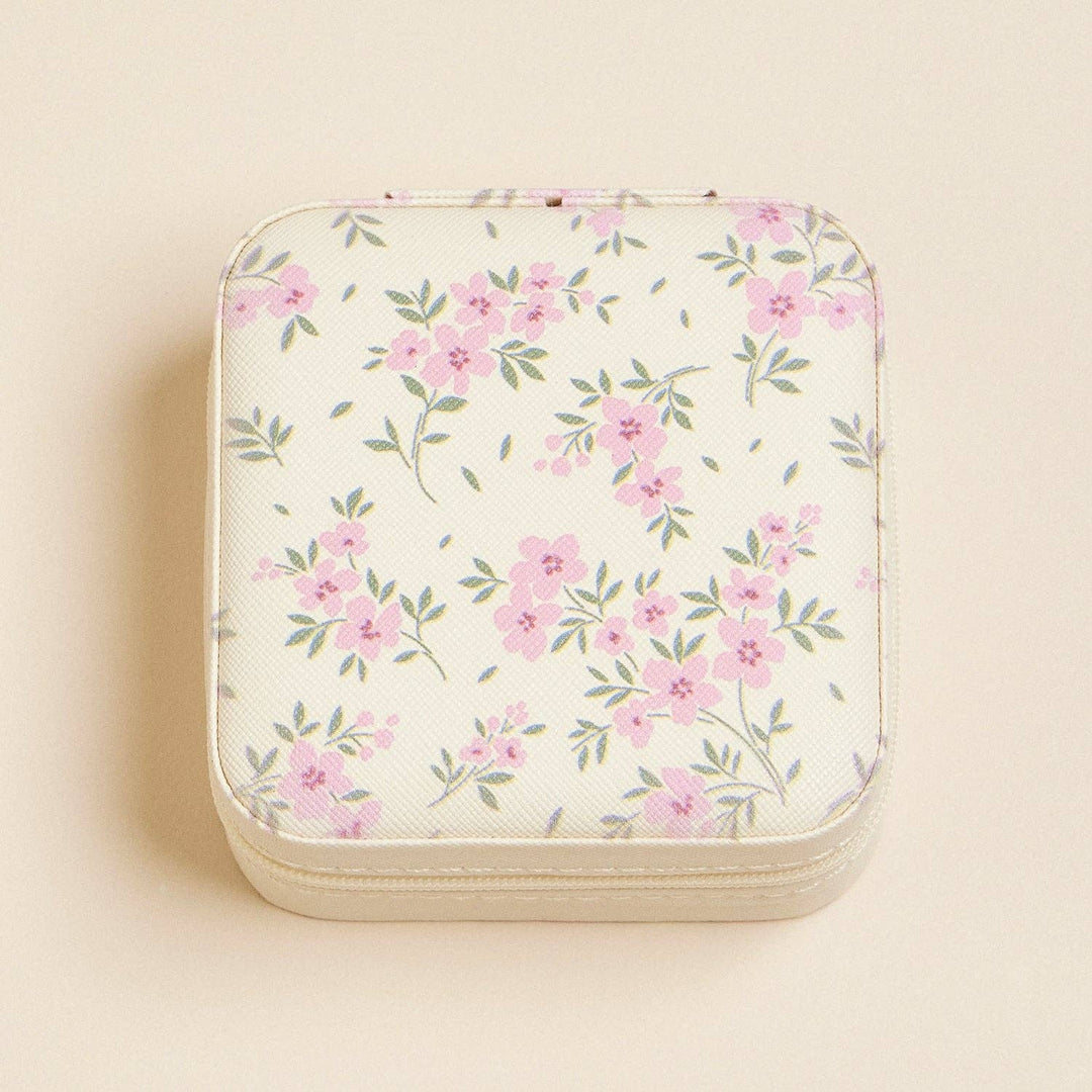 Multi Color Flower Pattern Jewelry Box -Travel Size: Multi