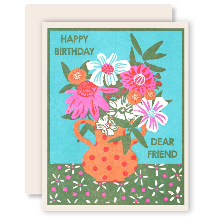 Happy Birthday Dear Friend Letterpress Card