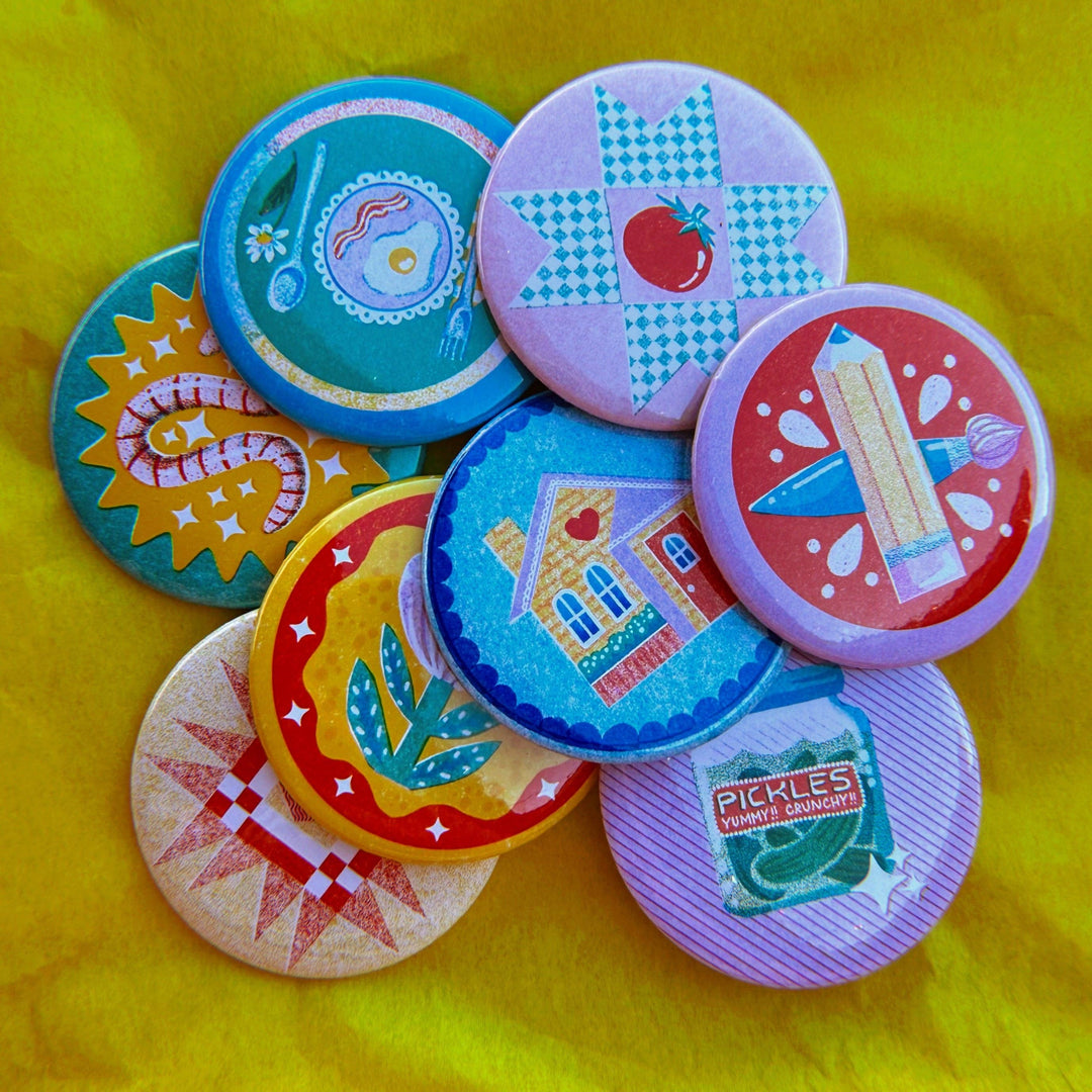 Breakfast Button Cozy Quilt Buttons: Breakfast Quilt Button – Pink Moon
