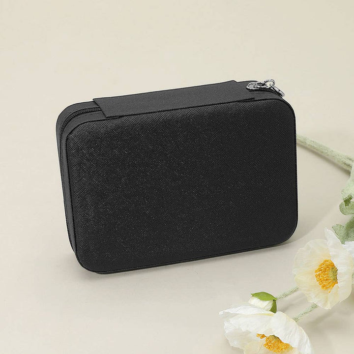 Faux Leather Portable Jewelry Box: Ivory