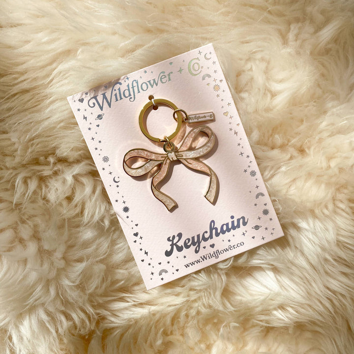 Bow Enamel Keychain- Red