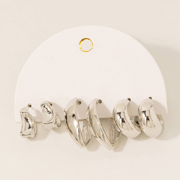 3 Piece Mixed Hoop Earrings Set: GD