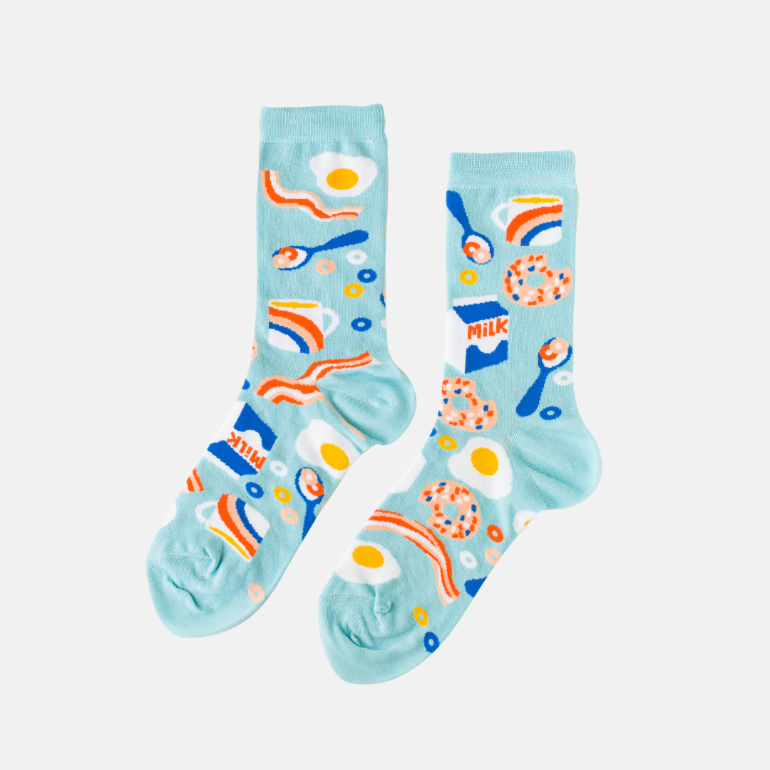 Breakfast - Small Crew Socks - Foodie Gift