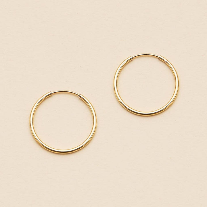18K Gold Dip Simple Hoop Earrings: Gold / One / 4DE38065