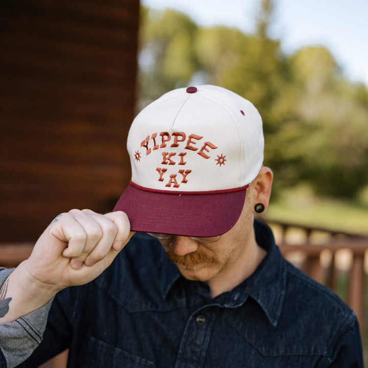 Yippee Ki Yay Hat: Cream/Light Blue