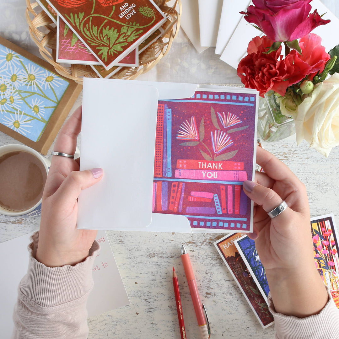 Thank You Book Flowers Card