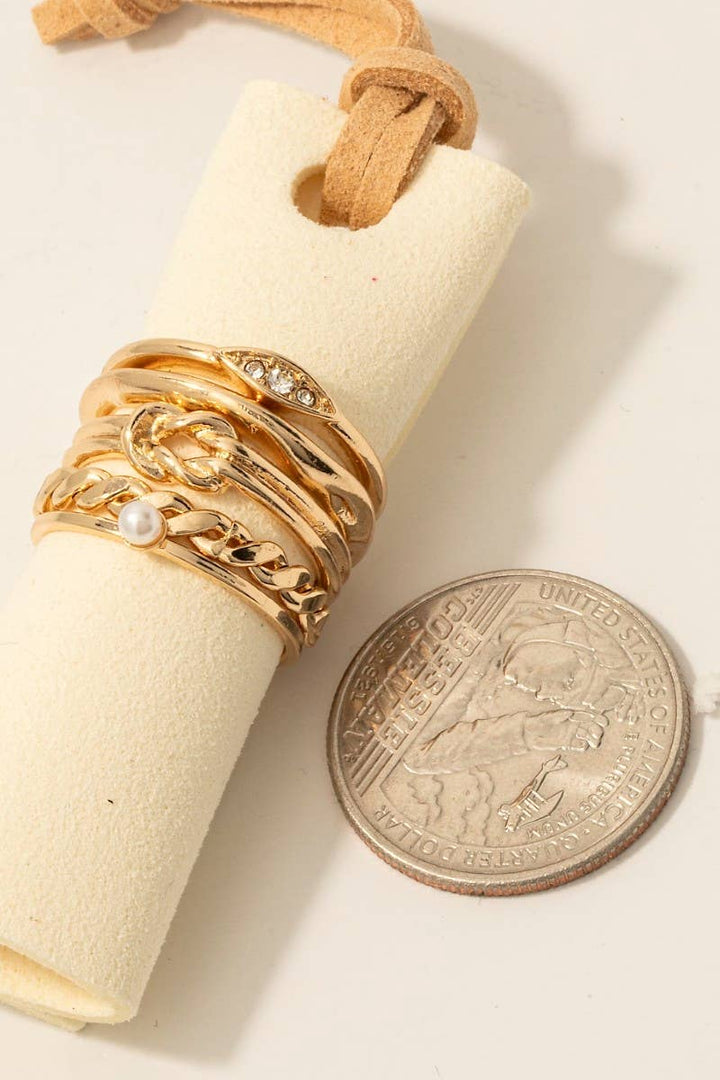 5Pc Mixed Dainty Band Rings Set: RHCRM