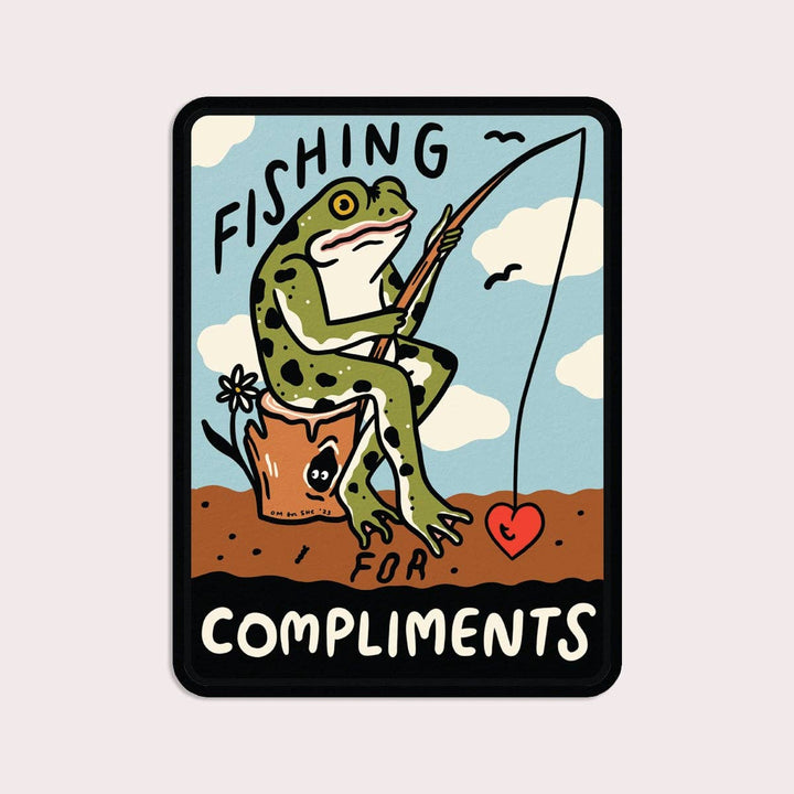 Fishing for Compliments Vinyl Sticker