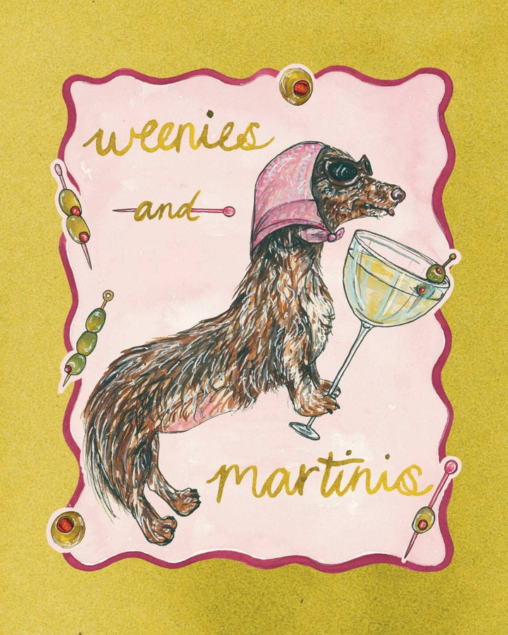 Dachshund Collection: Weenies and Martinis Fine Art Print: 8x10