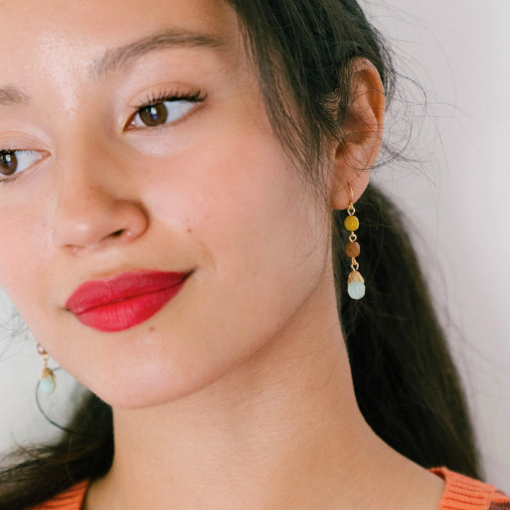 Colorful Beaded Earrings, Beaded Statement Earrings