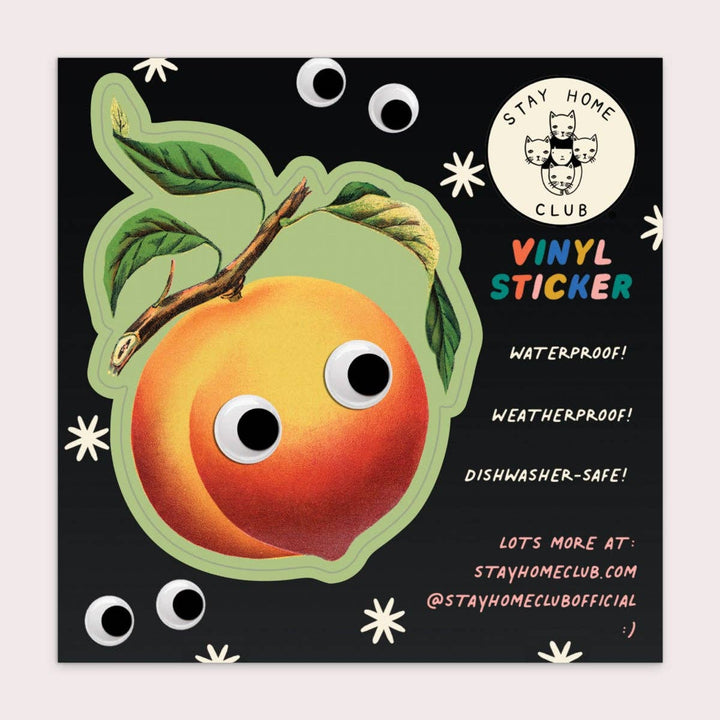 Googly Peach Vinyl Sticker