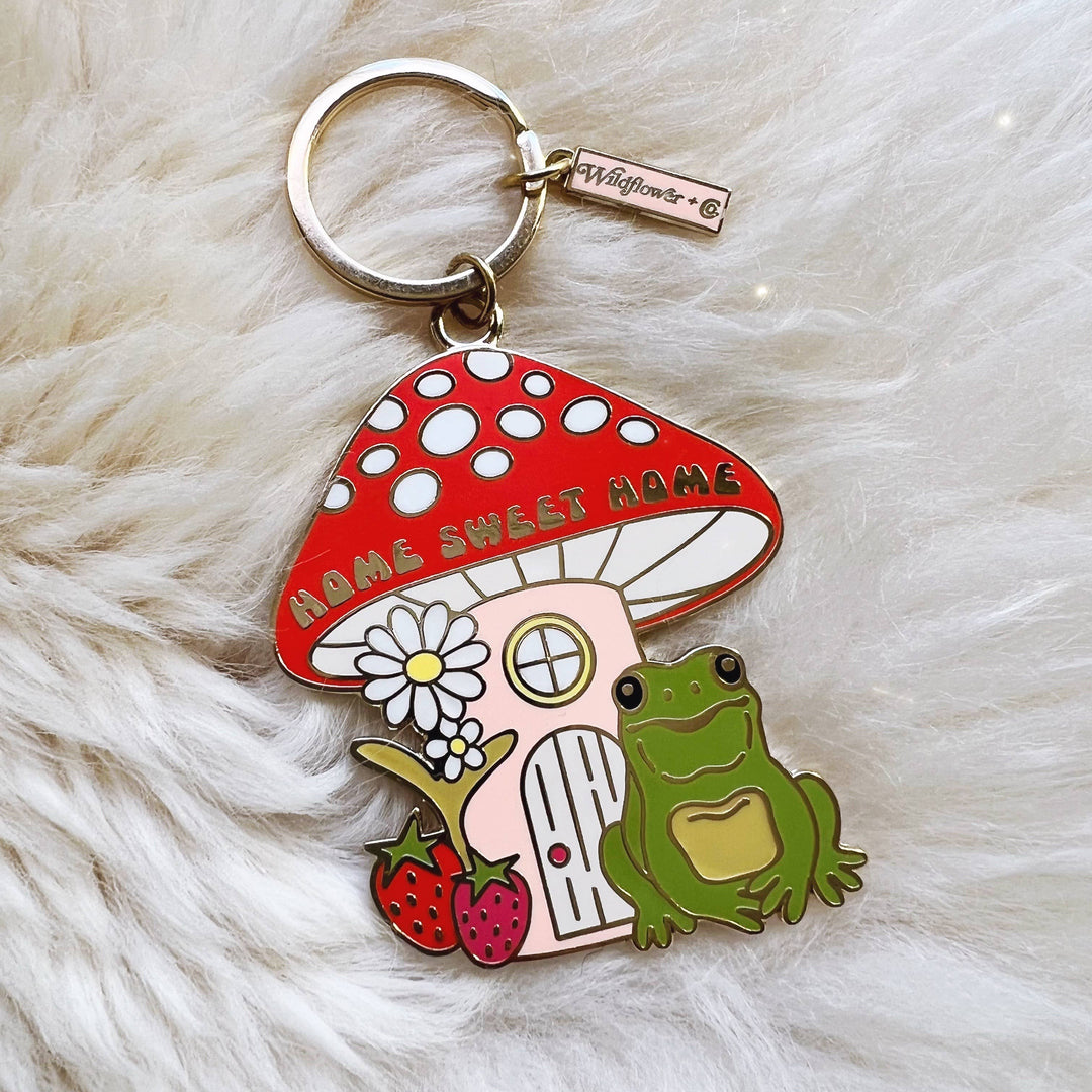 Home Sweet Home Frog & Mushroom Keychain