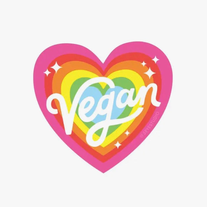 Vegan Rainbow Heart Vinyl Sticker