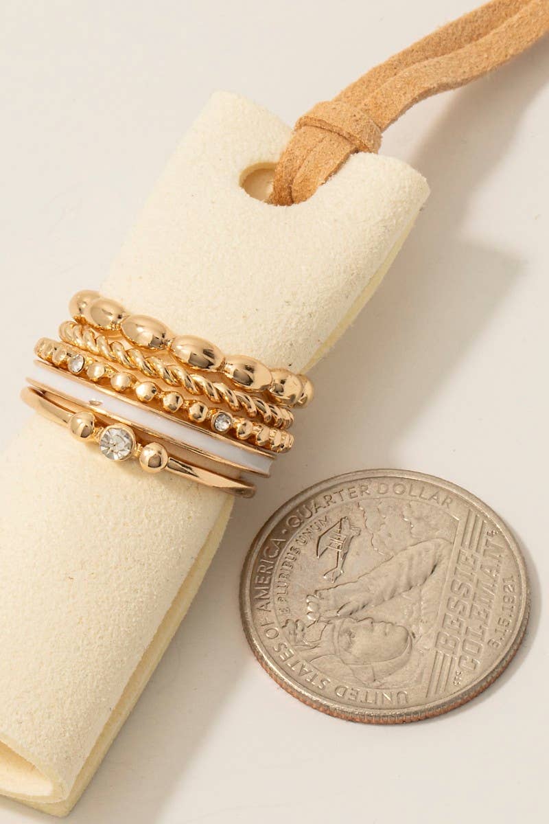 Assorted Metallic Band Rings Set: GDWHT