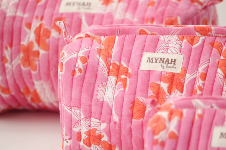 Flamingo Glow print cosmetic bag