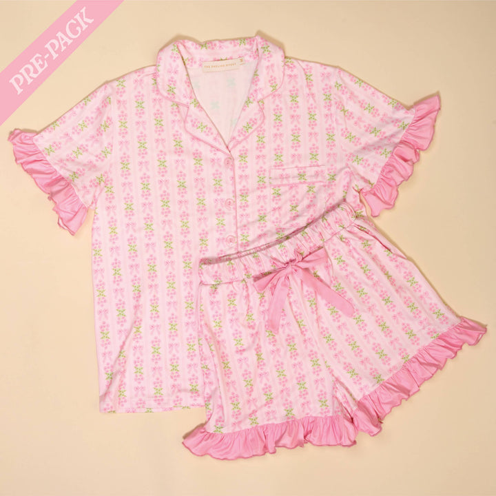 Slumber Party Pajama Shorts Set–Oh So Fancy Pink