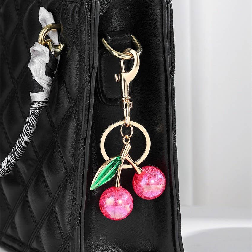 Pearlie Cherry Drop with Leaf Bag Charm