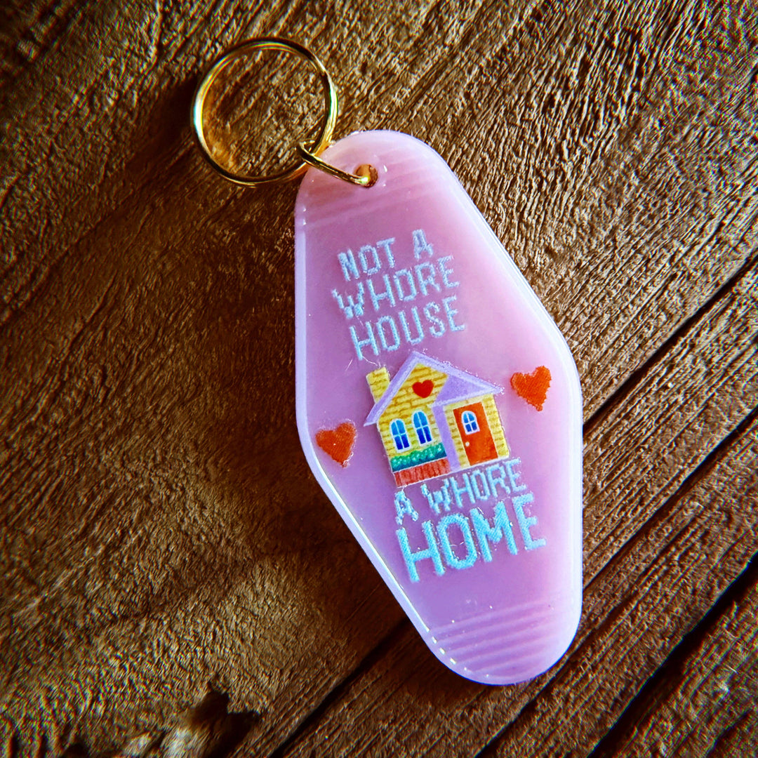 A Whore Home Keychain: Black and Silver