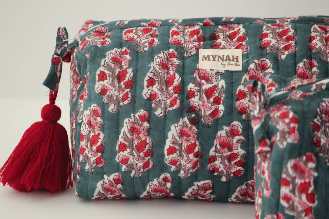 Large Emerald Motif Cosmetic Bag