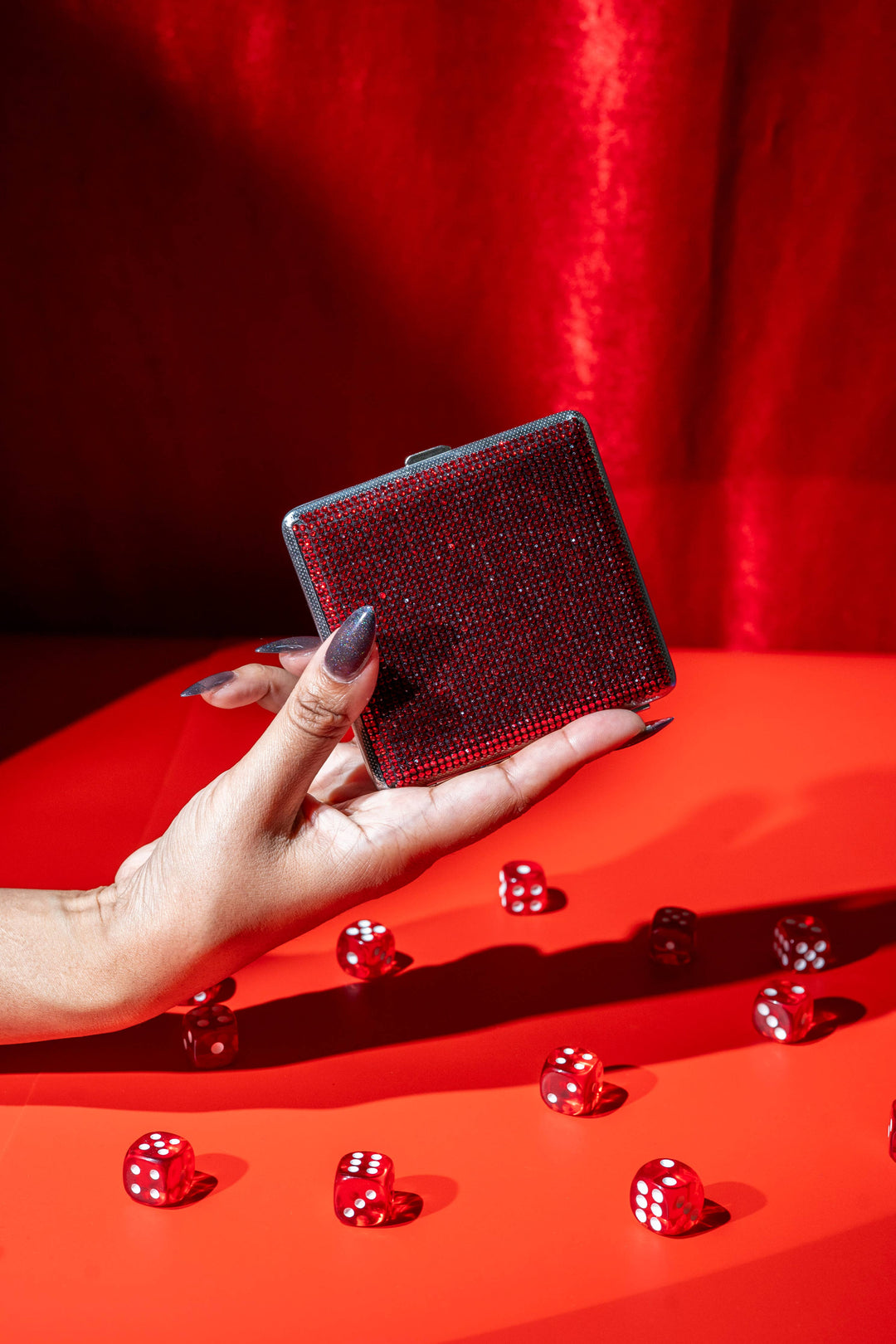 Rhinestone Cig Case- Red