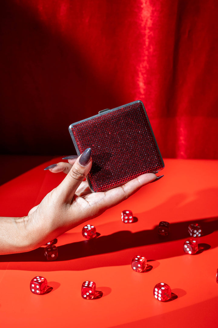 Rhinestone Cig Case- Red