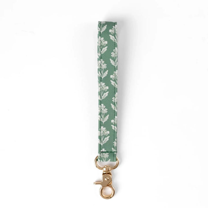 Floral Wristlet Keychain: Blue Stripes