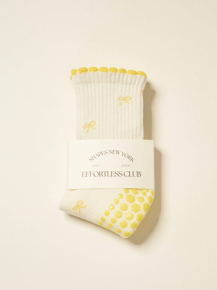 🎀 Mini Bow Petal Grip Sock [Butter]