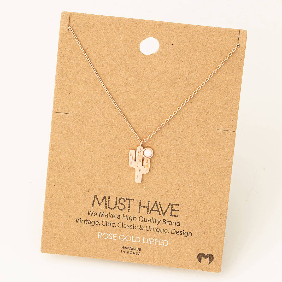 Opal Cactus Pendant Necklace: G