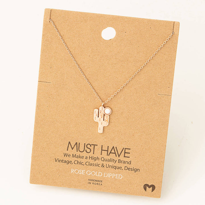 Opal Cactus Pendant Necklace: G