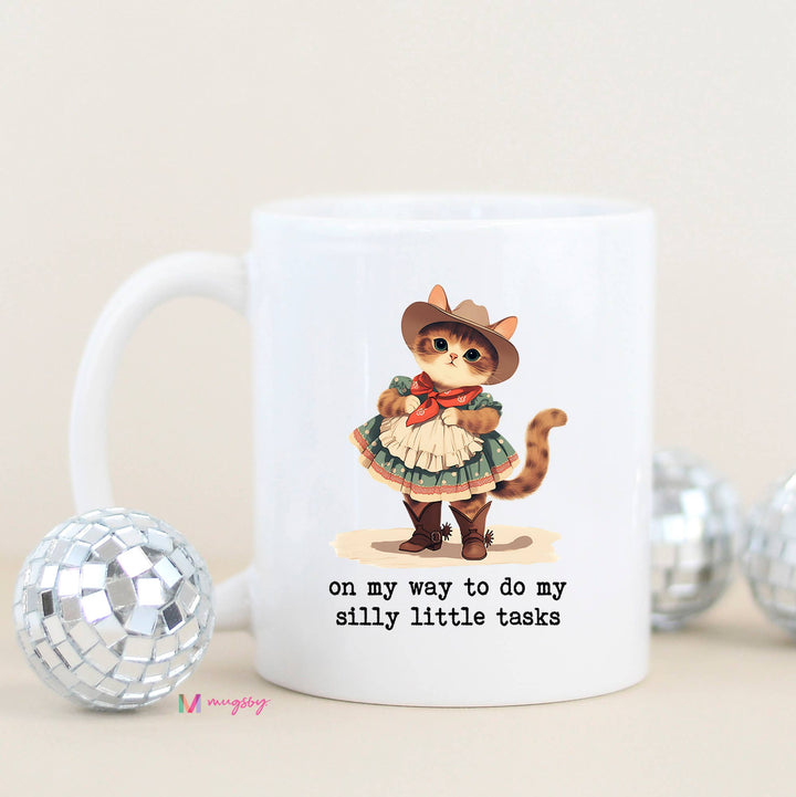 Silly Little Tasks Funny Coffee Mug: Black Rim/Handle / 11oz