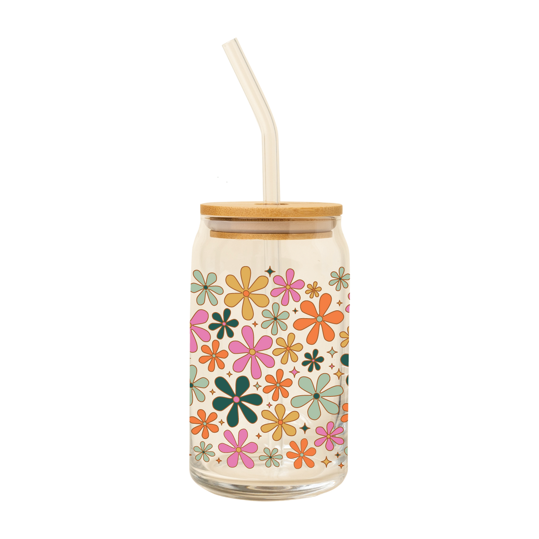 Can Glass w/Lid + Straw: Cutie Fruity