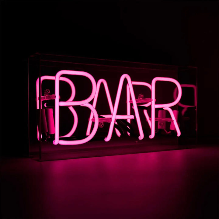 Pink 'Bar' Acrylic Box Neon Light