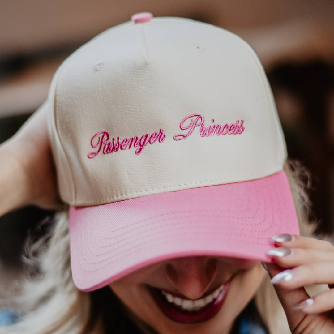 Passenger Princess Two-Toned Trucker Hats For Women: Light Blue and Tan
