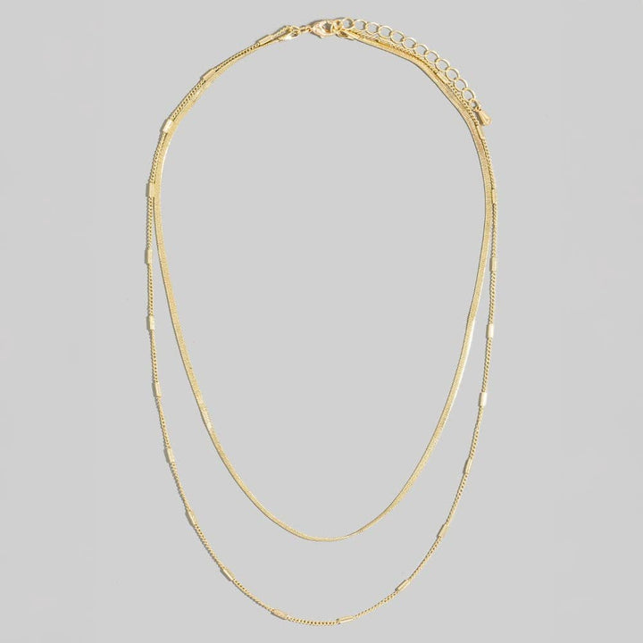 Dainty Chain Double Layered Necklace: Gold