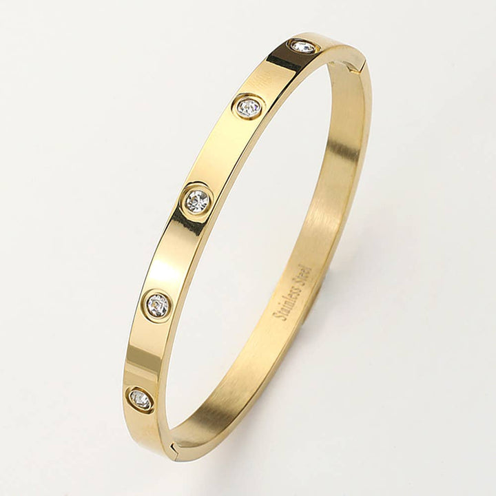 Stainless Steel Crystal Embellished Bangle Bracelet
: Silver
