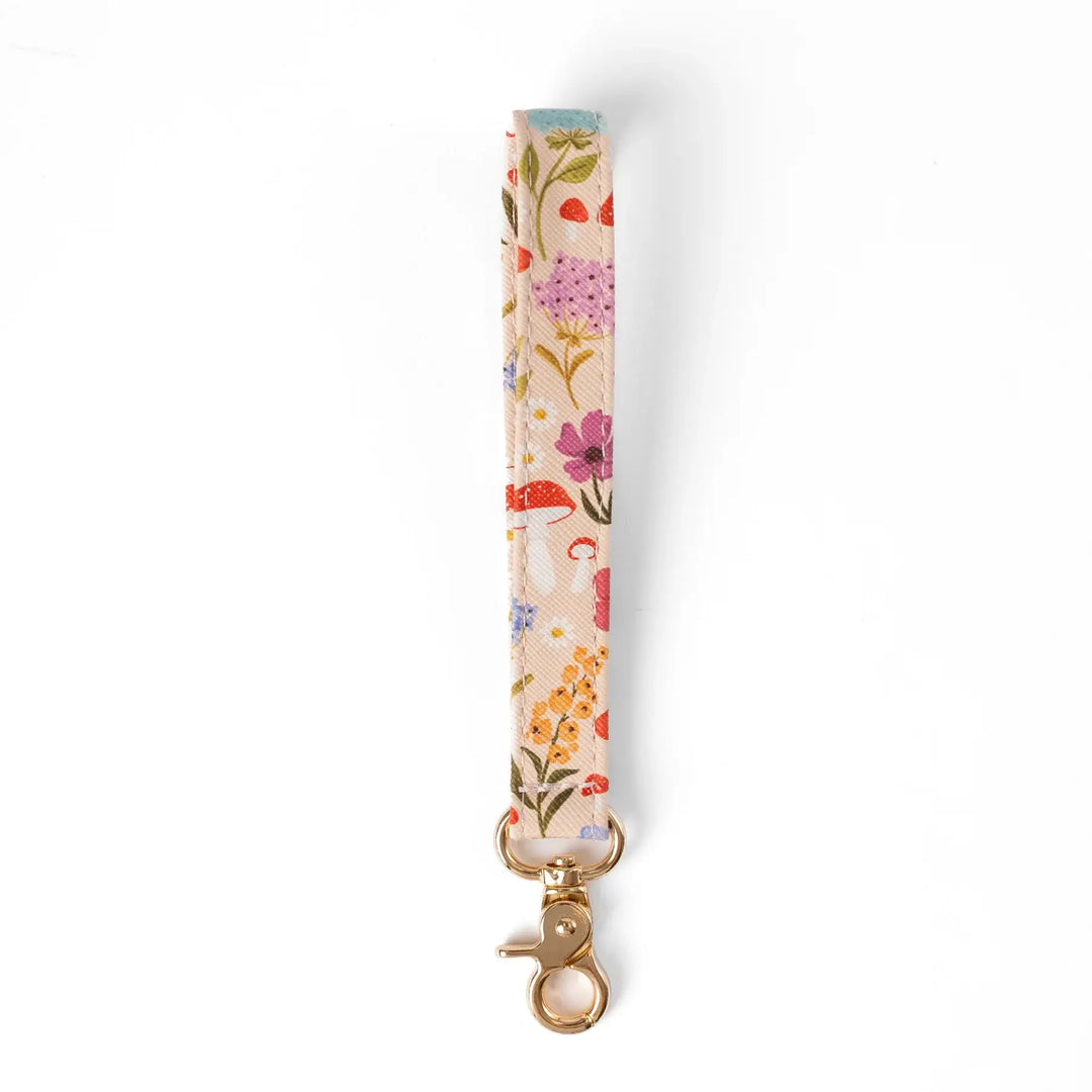 Floral Wristlet Keychain: Blue Stripes