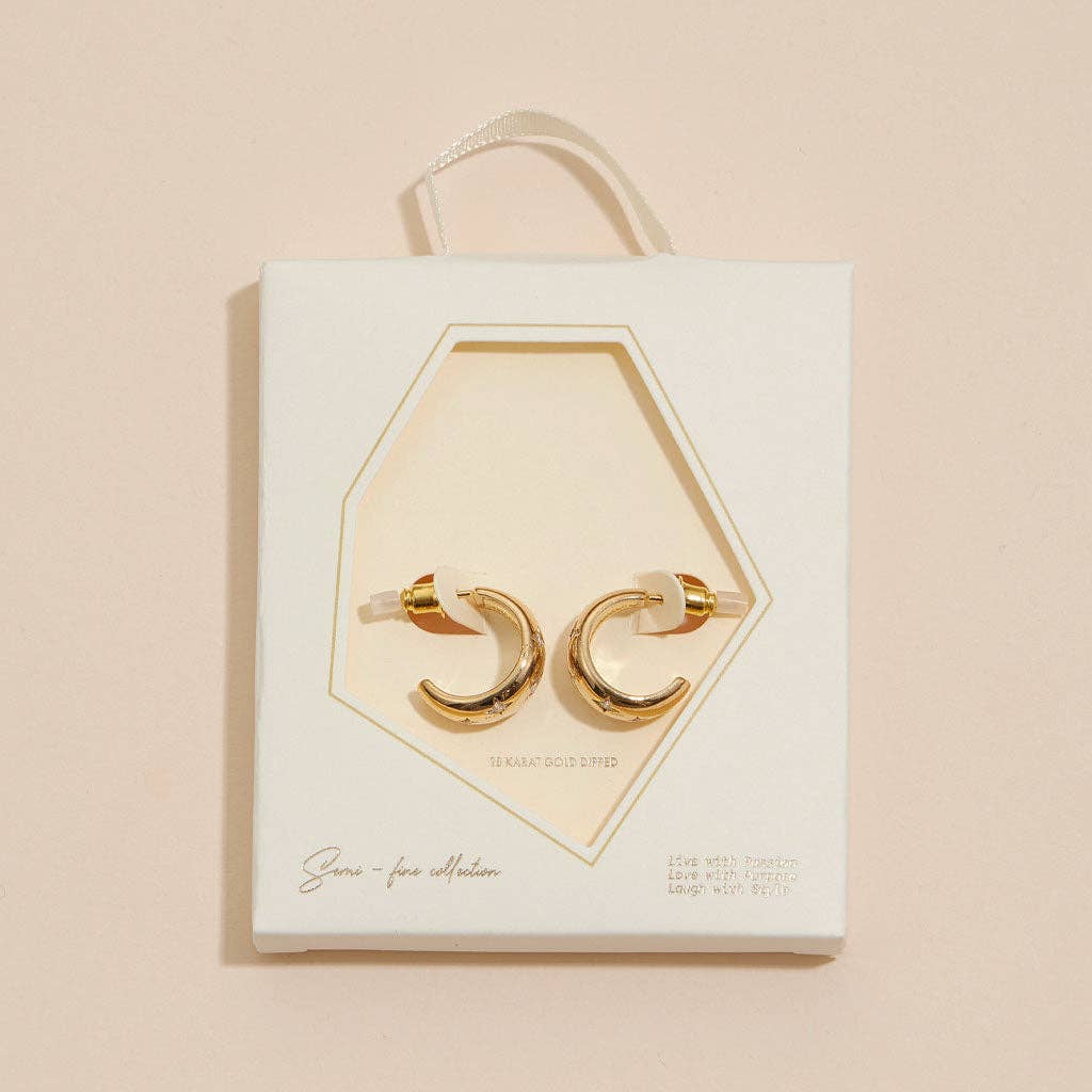 CZ Northern Stars 18K Gold Dip Hoop Earrings: Gold / One / 4DE38062