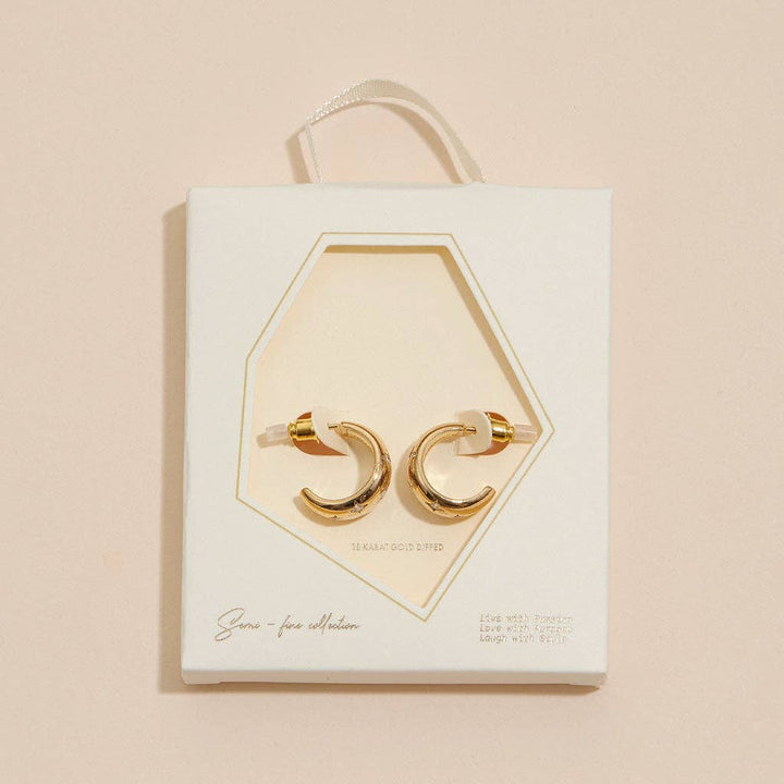 CZ Northern Stars 18K Gold Dip Hoop Earrings: Gold / One / 4DE38062