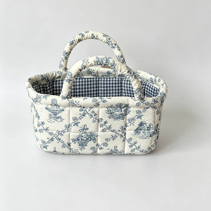 Quilted Floral Storage Organizer Bag: Small Floral / One Size