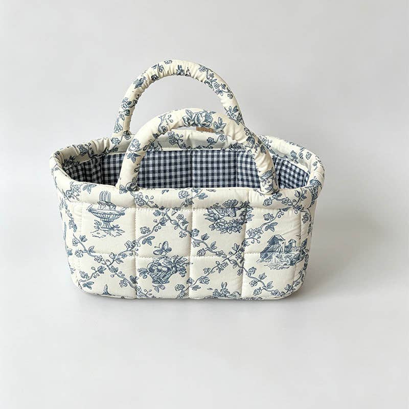 Quilted Floral Storage Organizer Bag: Vine / One Size
